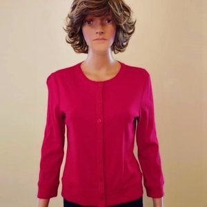 RAFAELLA RED CREW NECK BUTTON UP KNIT SWEATER SIZE S NWOT